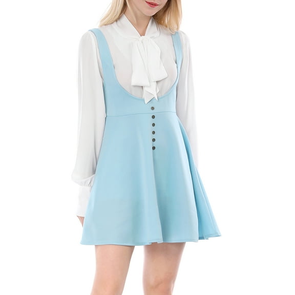 DARING DIVA Women's Above Knee Hem Suspender Skirt Dress 3XL Sky Blue