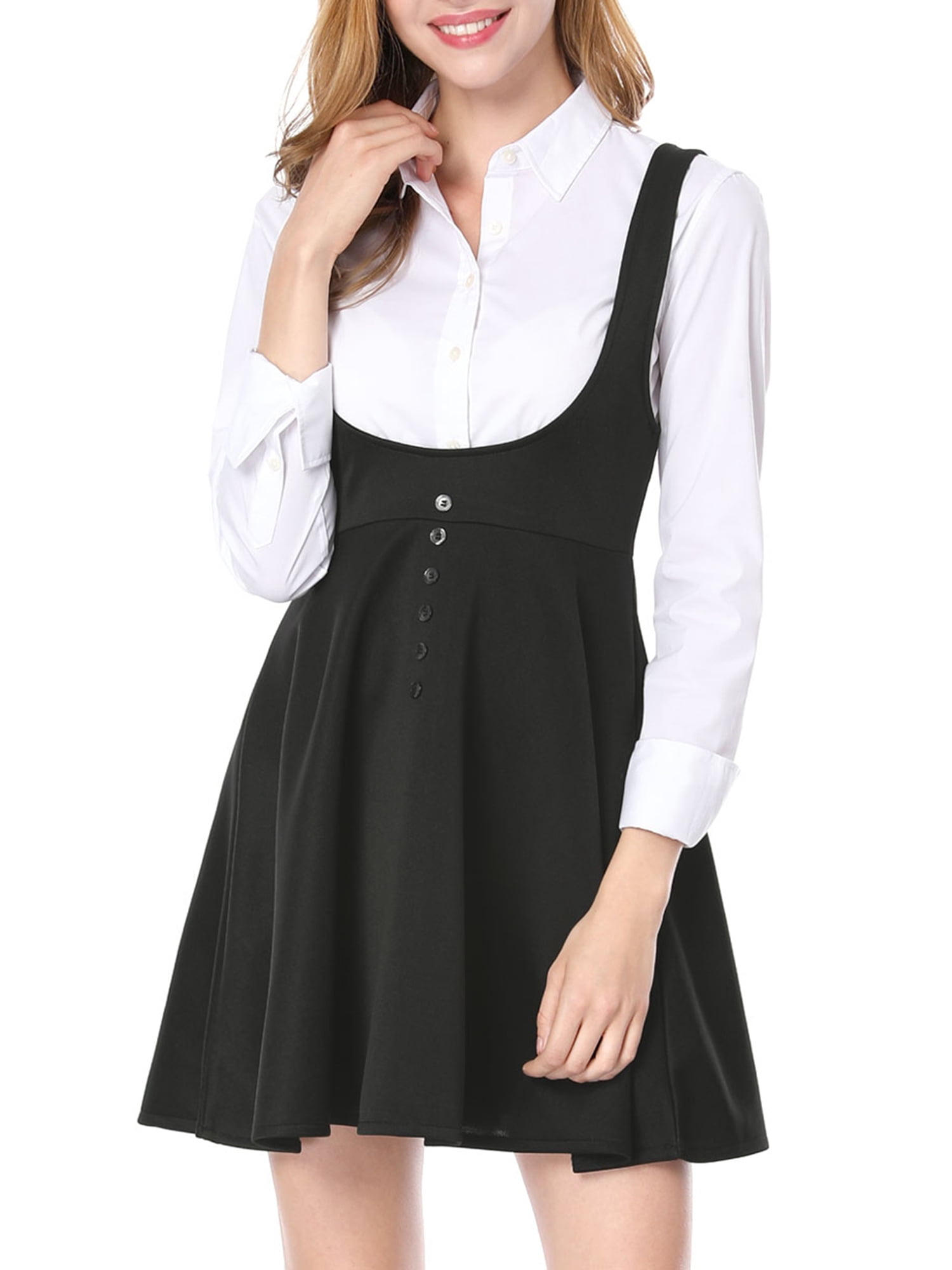 DARING DIVA Women's Above Knee Hem Suspender Skirt Dress M Black