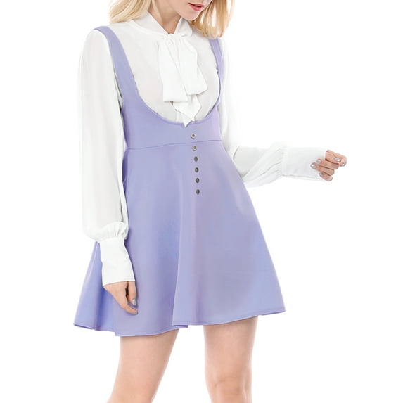 DARING DIVA Women's Above Knee Hem Suspender Skirt Dress M Light Purple