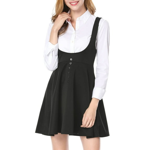 DARING DIVA Women's Above Knee Hem Suspender Skirt Dress XL Black