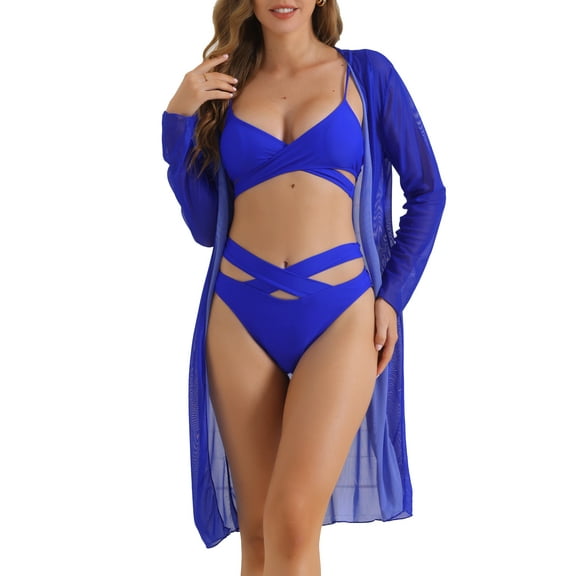 DARING DIVA Women's Adjustable Spaghetti Straps Bikini Set X-Small Royal Blue