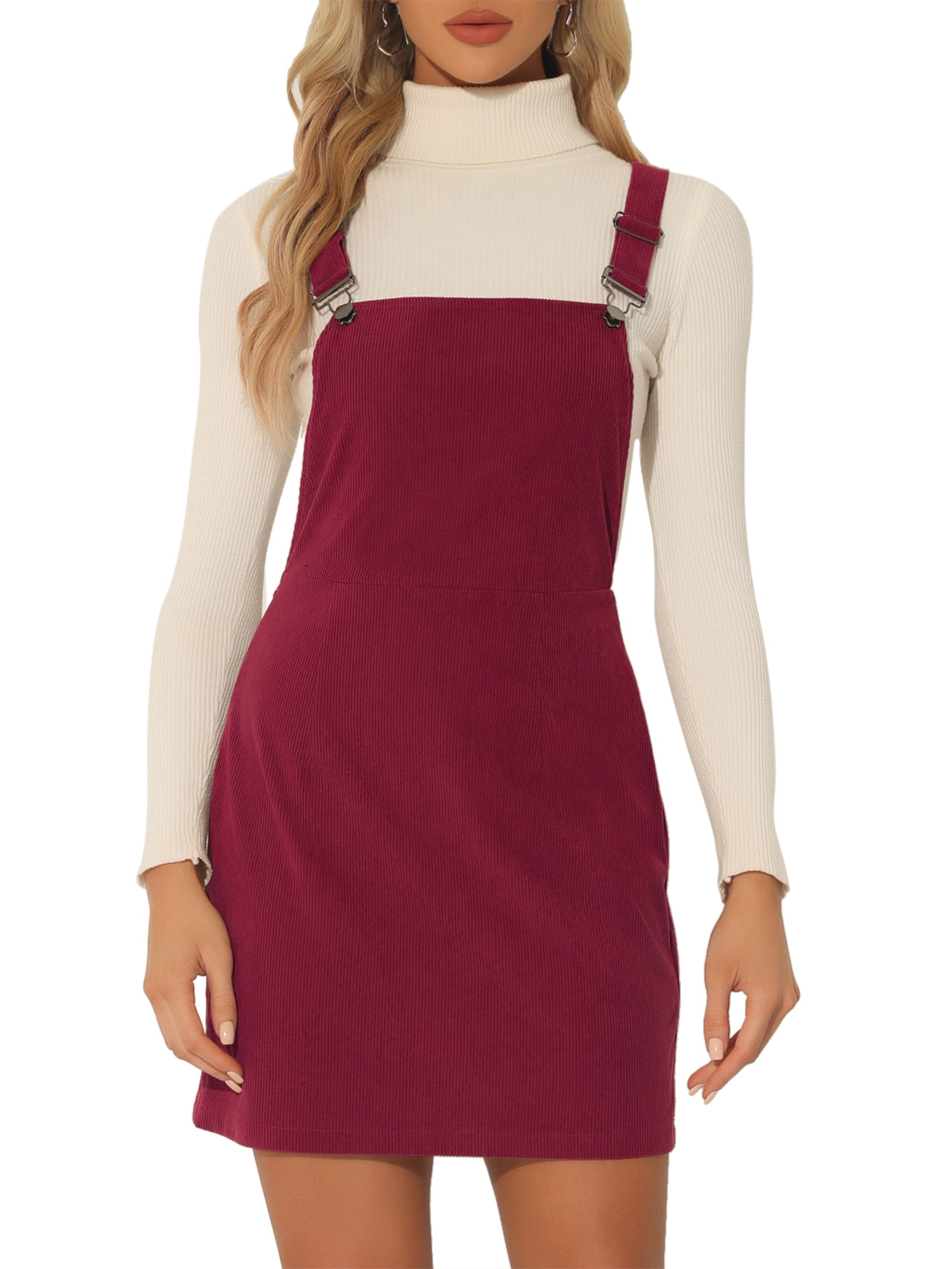 bodycon pinafore dress Daring Diva Women's Adjustable Strap Bib Corduroy Overalls XL Wine Red Recreating 5 Trending Mismatched modern bridal dress 95% Polyester Length:Longer