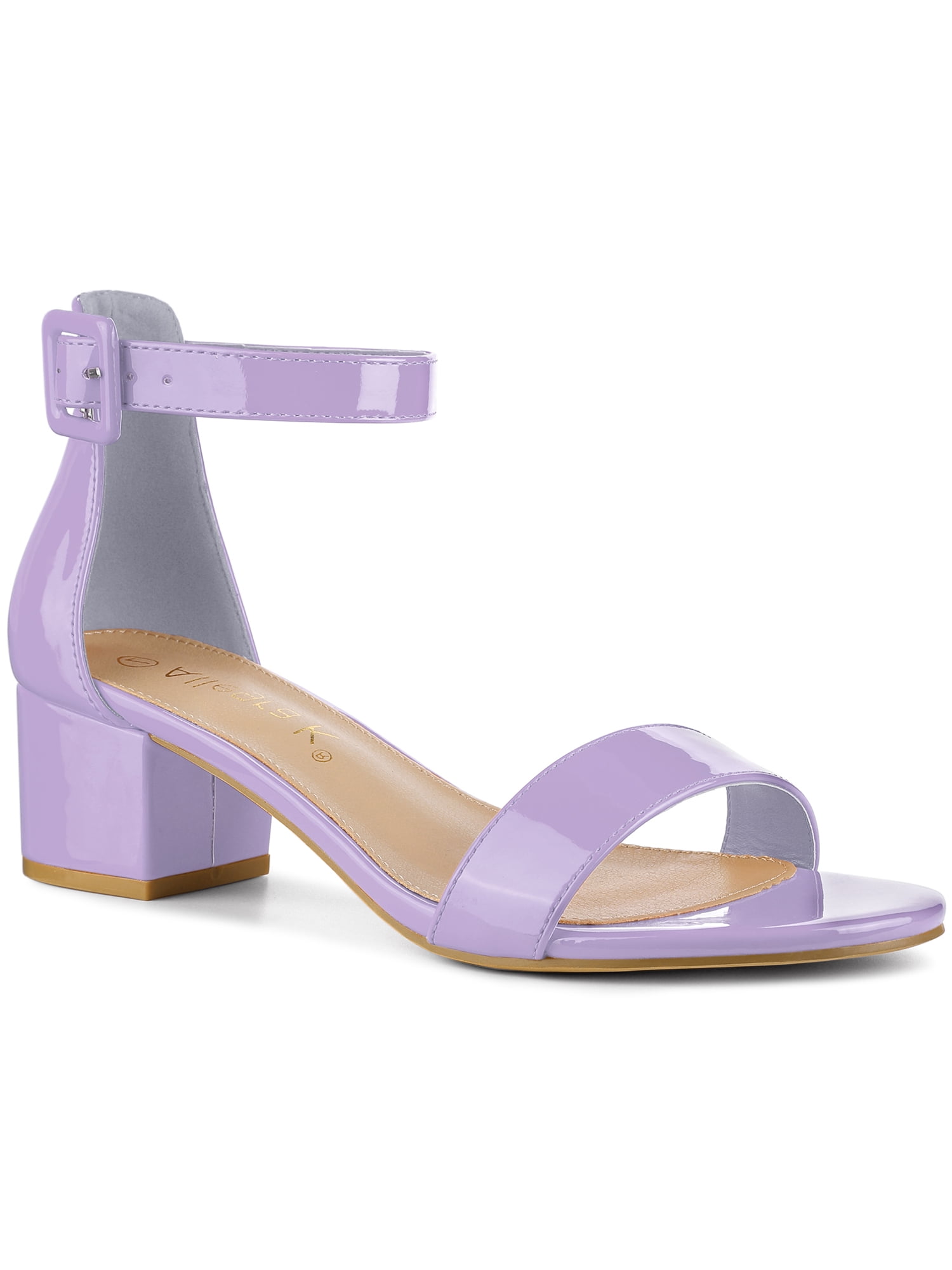 DARING DIVA Women's Ankle Strap Low Block Heel Sandals 7.5 Purple