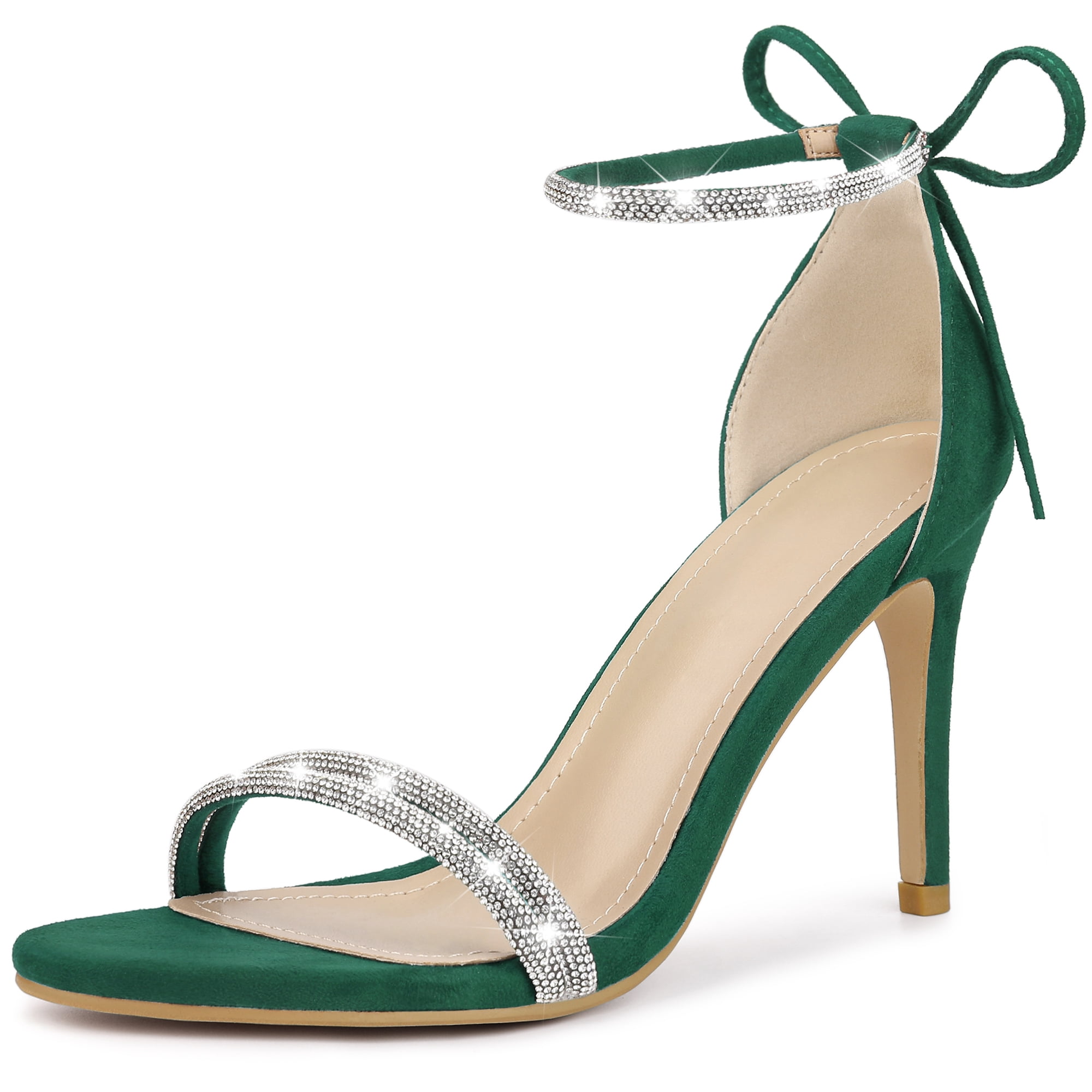 DARING DIVA Women's Ankle-Tie Stiletto Heels Sandals Green 8