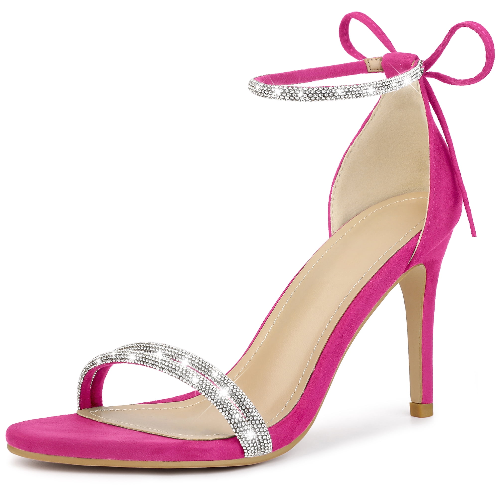 DARING DIVA Women's Ankle-Tie Stiletto Heels Sandals Hot Pink 7