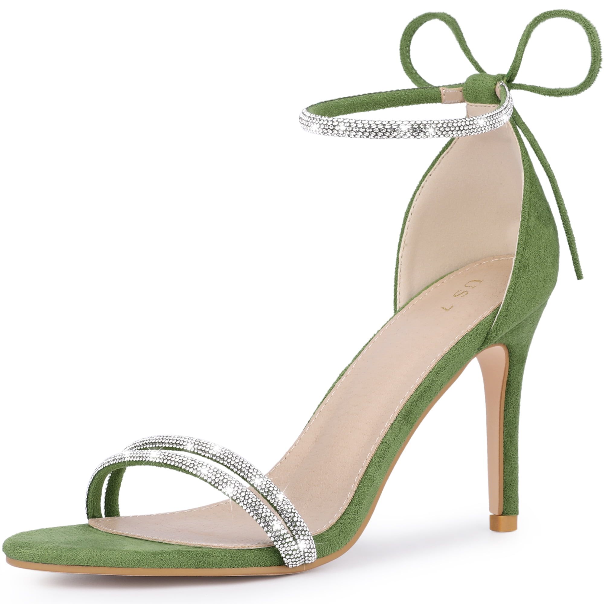 DARING DIVA Women's Ankle-Tie Stiletto Heels Sandals Olive Green 6