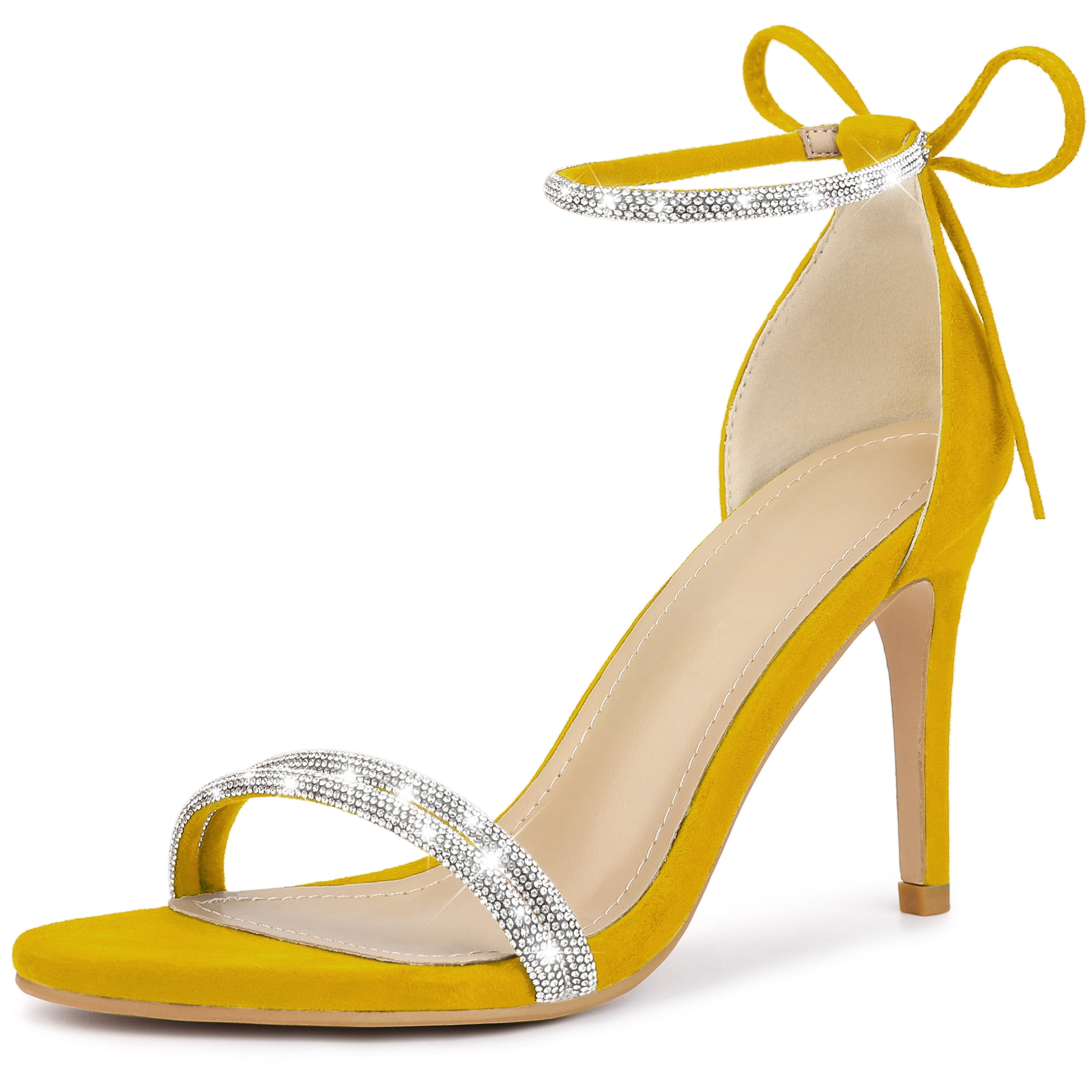 DARING DIVA Women's Ankle-Tie Stiletto Heels Sandals Yellow 7