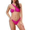 thumbnail image 1 of DARING DIVA Women's Asymmetric One Shoulder Strap Bikini Sets Large Rose Red, 1 of 6