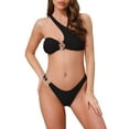 thumbnail image 1 of DARING DIVA Women's Asymmetric One Shoulder Strap Bikini Sets Small Black, 1 of 6