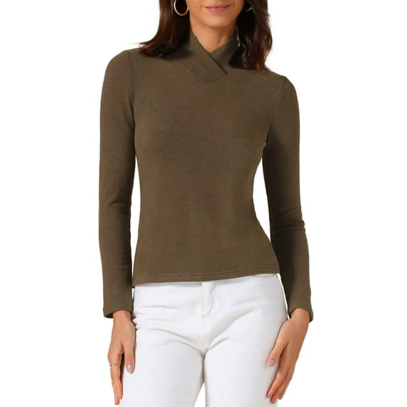 DARING DIVA Women's Basic Long Sleeve Solid Color Thermal Shirts XL Brown