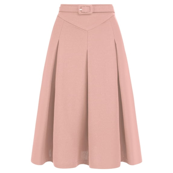 DARING DIVA Women's Belted Waist Pleated Skater Short Skirts L Pink