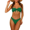 thumbnail image 1 of DARING DIVA Women's Bikini Sets, Ribbed Bowknot 2 Pieces Swimwear S Dark Green, 1 of 6