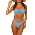 thumbnail image 1 of DARING DIVA Women's Bikini Sets, Ribbed Bowknot 2 Pieces Swimwear S Light Gray Blue, 1 of 6