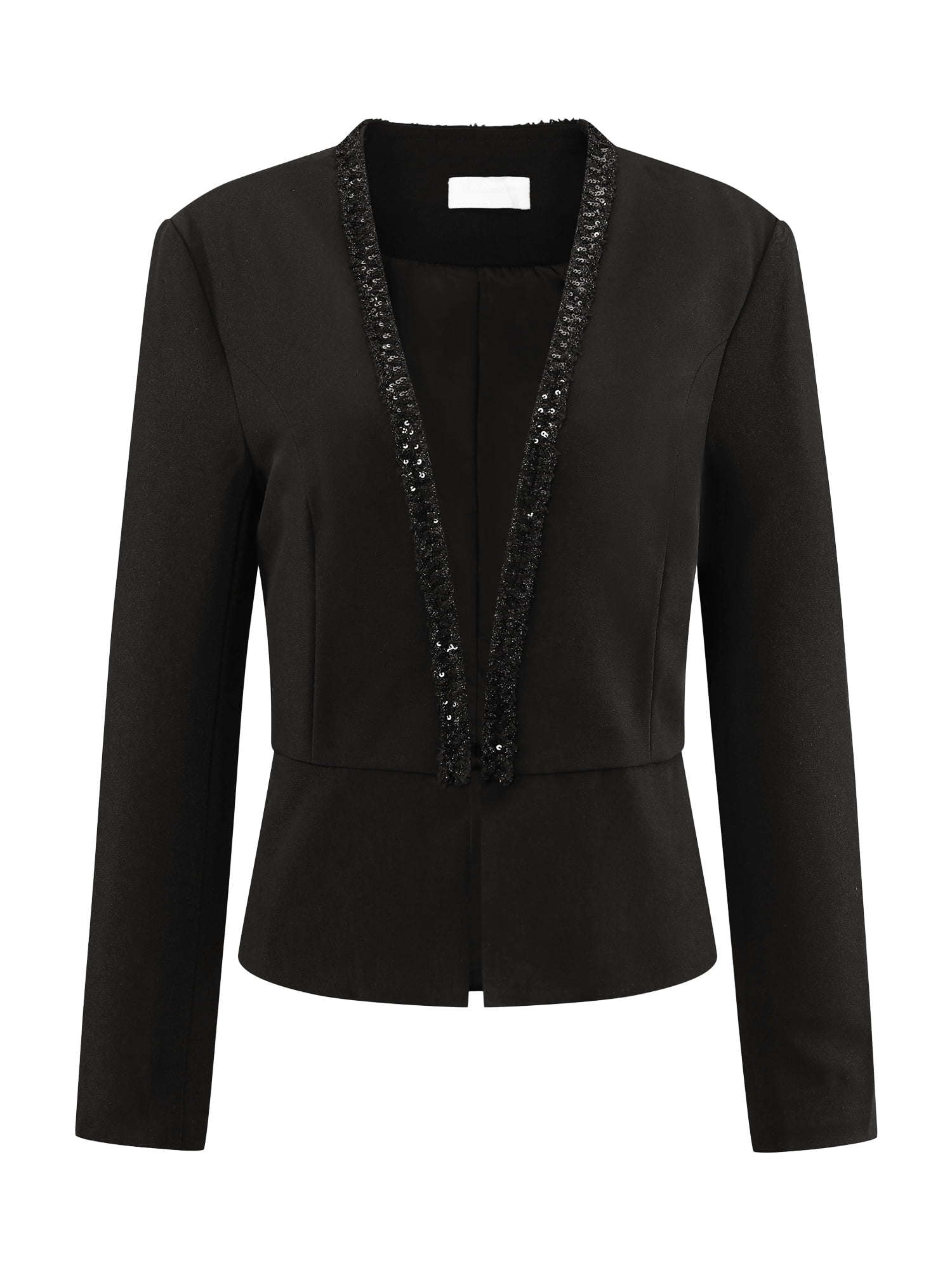 DARING DIVA Women's Short Blazer Open Front Cocktail Work Cardigan Jacket S Black