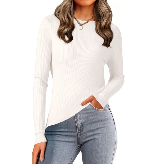 DARING DIVA Women's Boat Neck Long Sleeve Ribbed Sweaters S Beige