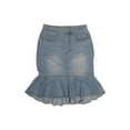 thumbnail image 1 of DARING DIVA Women's Bodycon Fishtails Ruffled Knee Length Jean Skirt M Sky Blue, 1 of 1