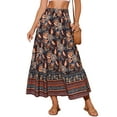 thumbnail image 1 of DARING DIVA Women's Bohemian High Waist A Line Maxi Skirts S Dark Blue, 1 of 8