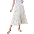 thumbnail image 1 of DARING DIVA Women's Floral Maxi Skirt Elastic High Waist A Line Skirts Large Beige, 1 of 6