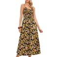 thumbnail image 1 of DARING DIVA Women's Boho Floral Maxi Spaghetti Strap V-Neck Sundress L Black Yellow, 1 of 6