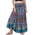 thumbnail image 1 of DARING DIVA Women's Boho Floral Smocked High Waist A Line Maxi Skirts S Blue, 1 of 6