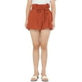 thumbnail image 1 of DARING DIVA Women's Bow Tie High Waist Short Paper Bag Shorts S Orange Red, 1 of 6