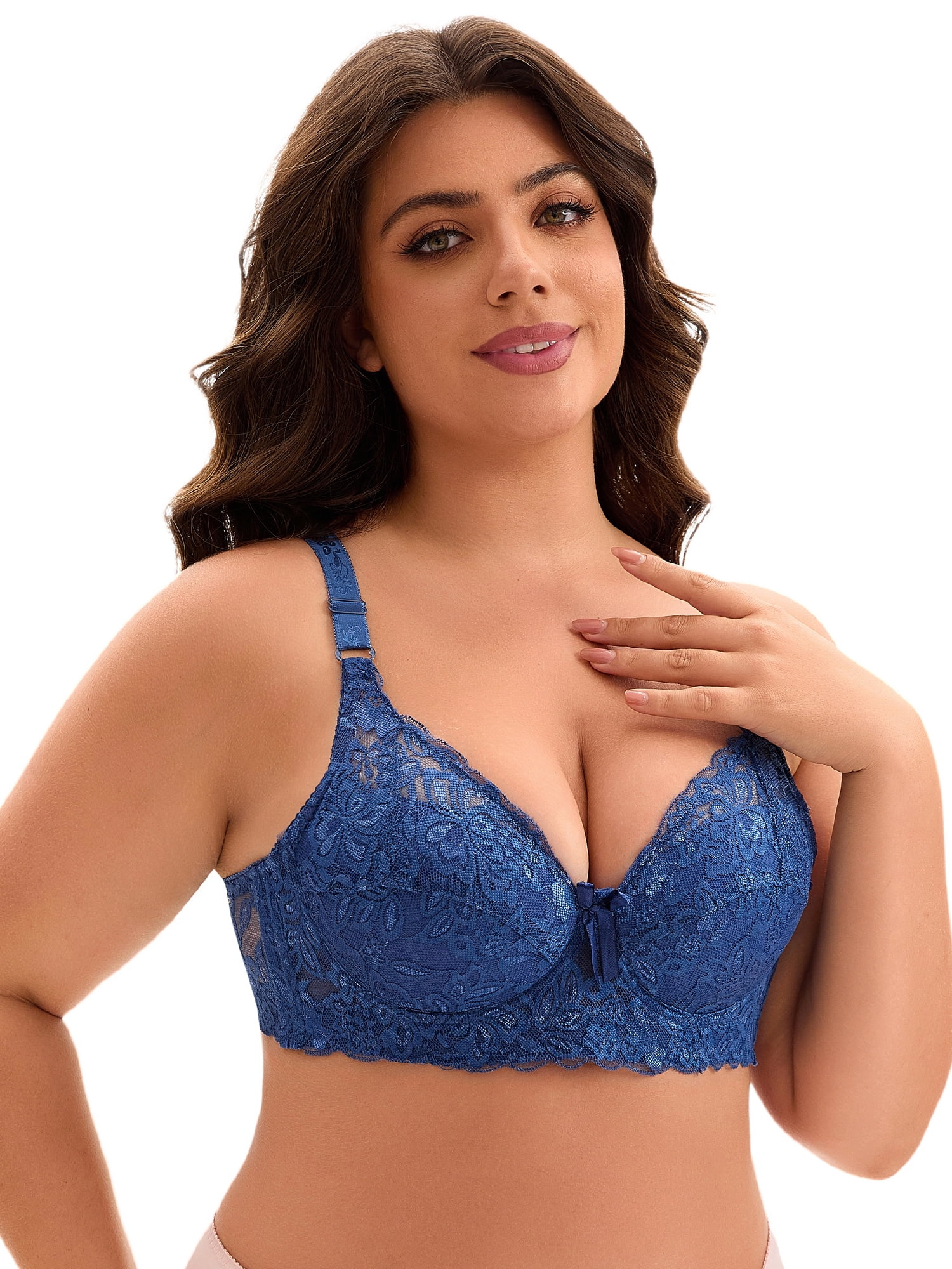 DARING DIVA Women's Bras Underwired Adjustable Straps Bralette Dark Blue 42 B