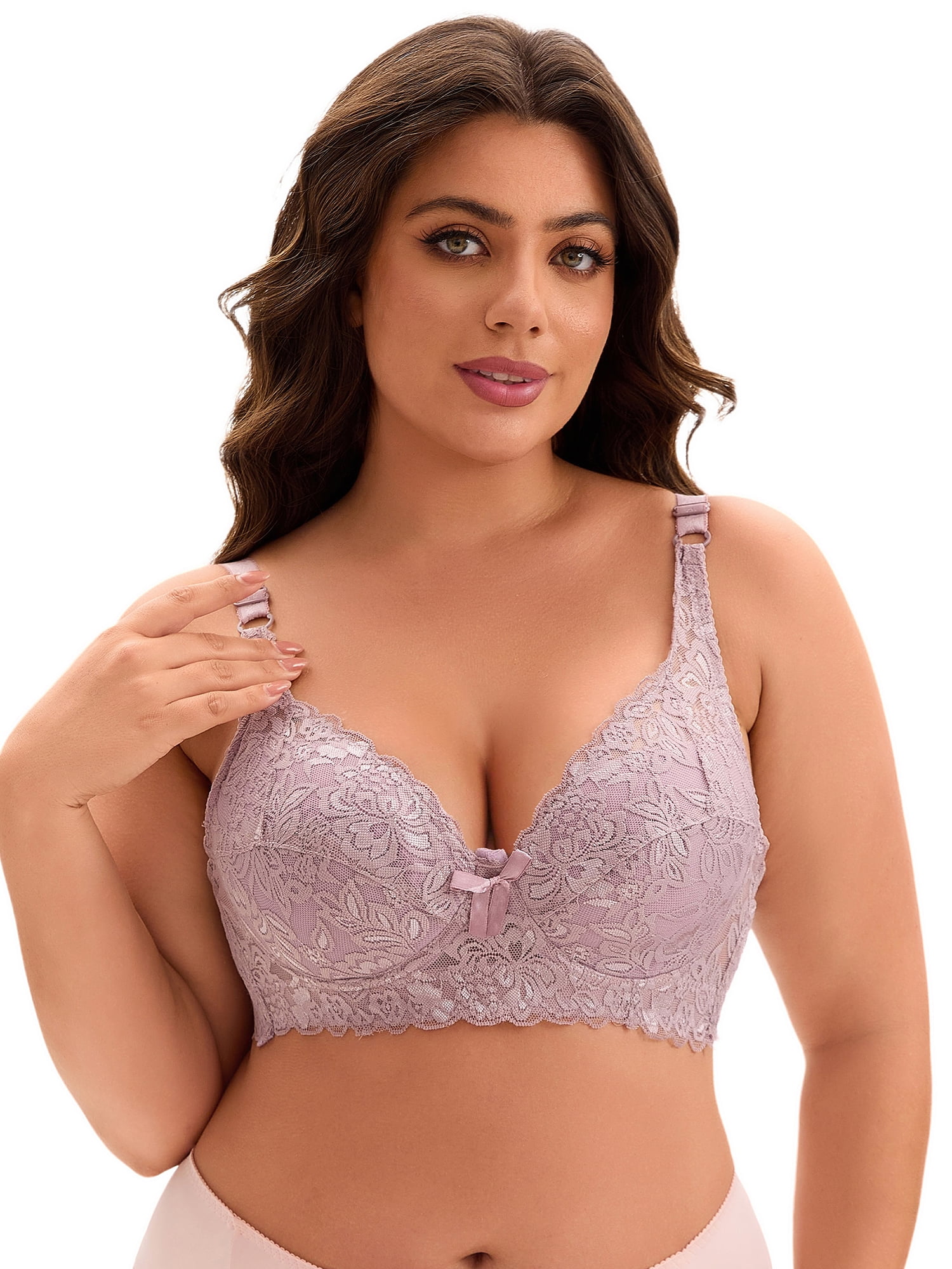 DARING DIVA Women's Bras Underwired Adjustable Straps Bralette Light Purple 34 D