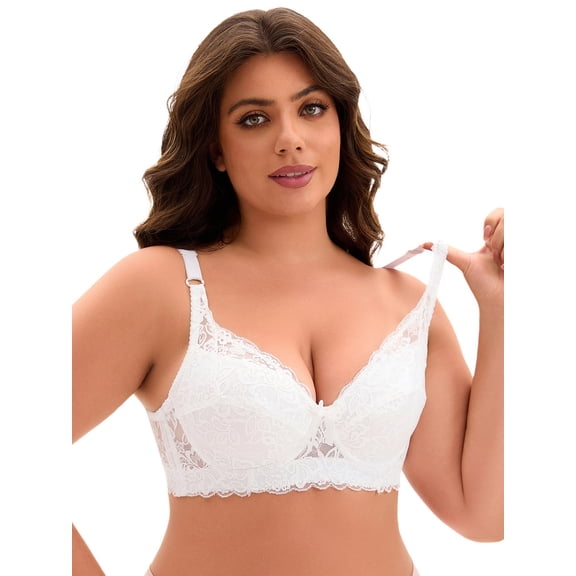 DARING DIVA Women's Bras Underwired Adjustable Straps Bralette White 42 B