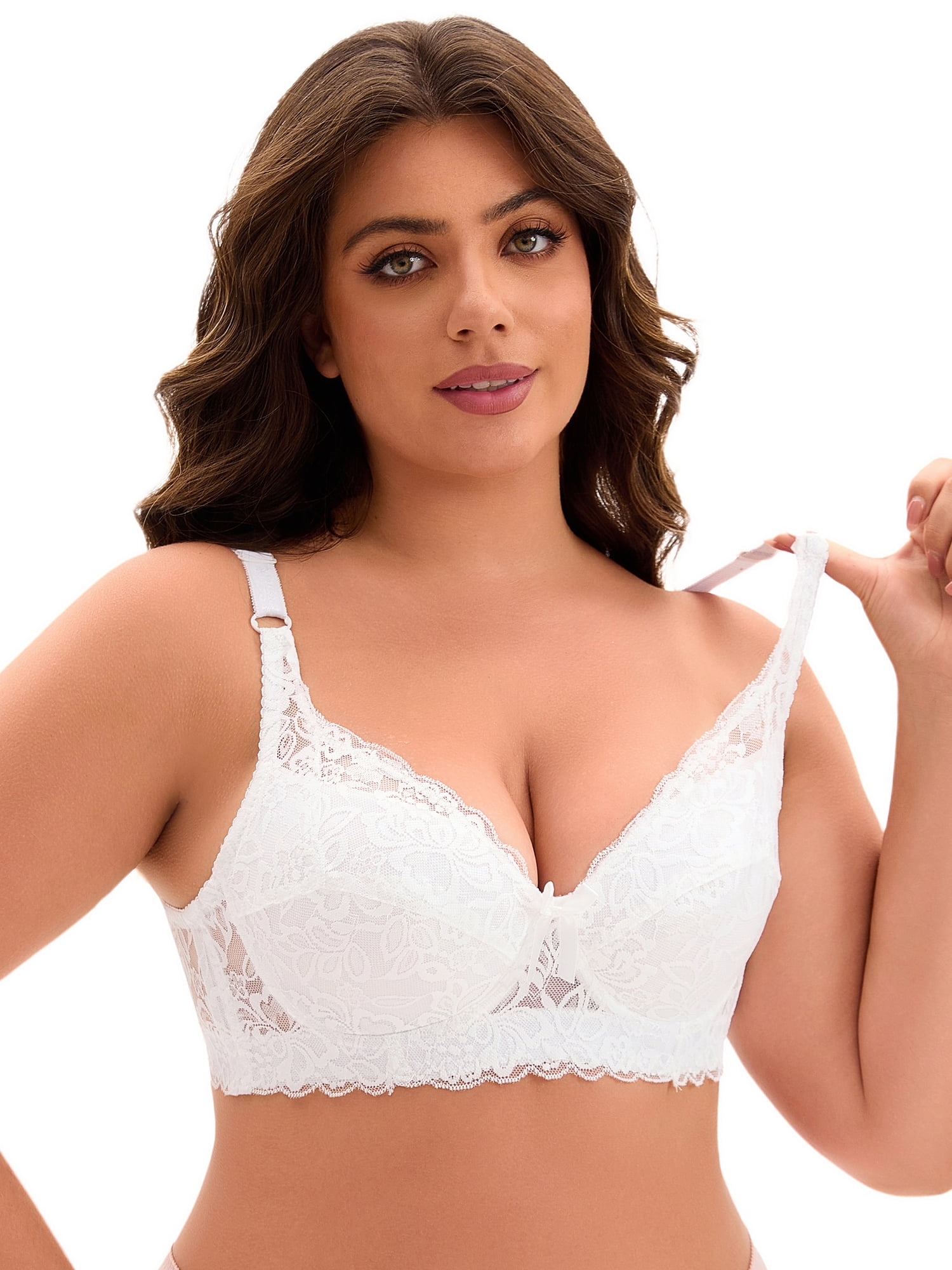 DARING DIVA Women's Bras Underwired Adjustable Straps Bralette White 42 C