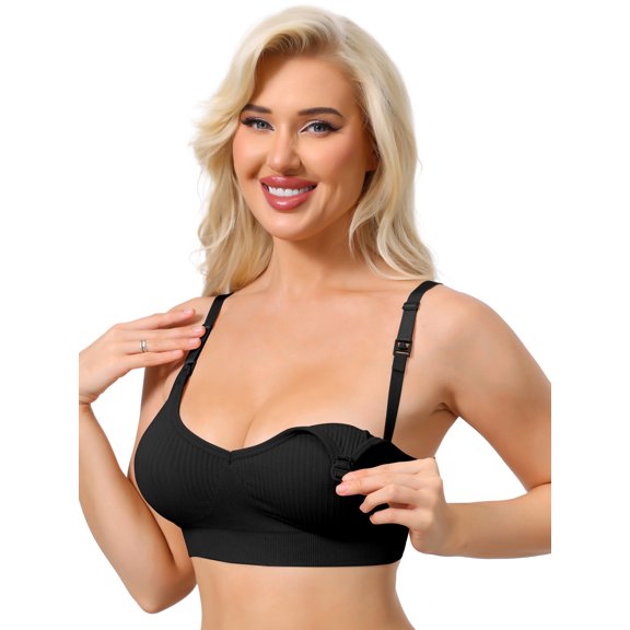 DARING DIVA Women's Breastfeeding Maternity Wireless Nursing Bras XL Black