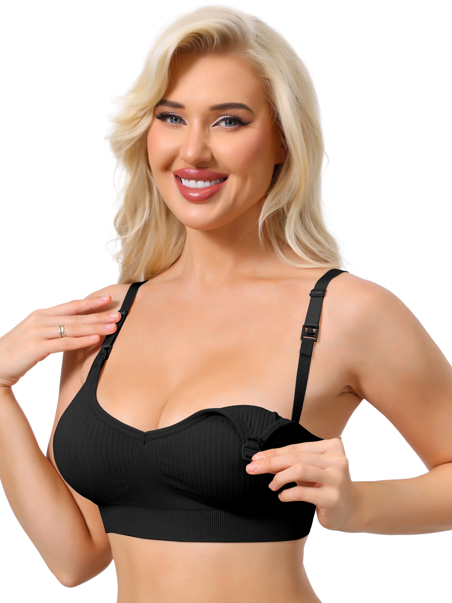 DARING DIVA Women's Breastfeeding Maternity Wireless Nursing Bras XX-Large Black