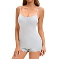 thumbnail image 1 of DARING DIVA Women's Built-in Bra Padded Adjustable Spaghetti Strap Tops L Grey, 1 of 6
