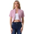 thumbnail image 1 of DARING DIVA Women's Business Blazer 3/4 Sleeve Collarless Cardigan L Pink, 1 of 6