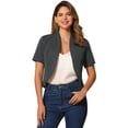 thumbnail image 1 of DARING DIVA Women's Business Blazer 3/4 Sleeve Collarless Cardigan XS Dark Grey, 1 of 5