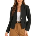thumbnail image 1 of DARING DIVA Women's Business Casual Notched Stand Collar Work Blazer XS Black, 1 of 6