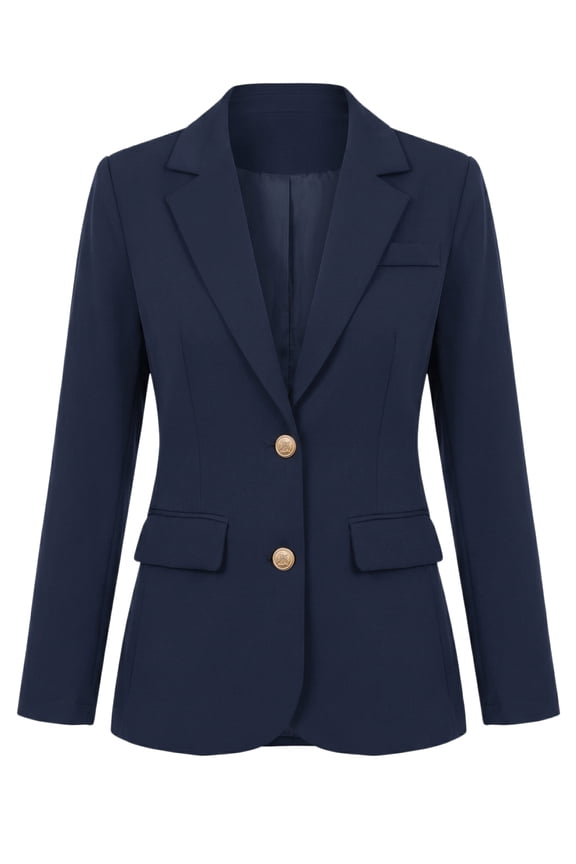 Women's Business Casual Single Breasted Jacket Office Suit M Dark Blue