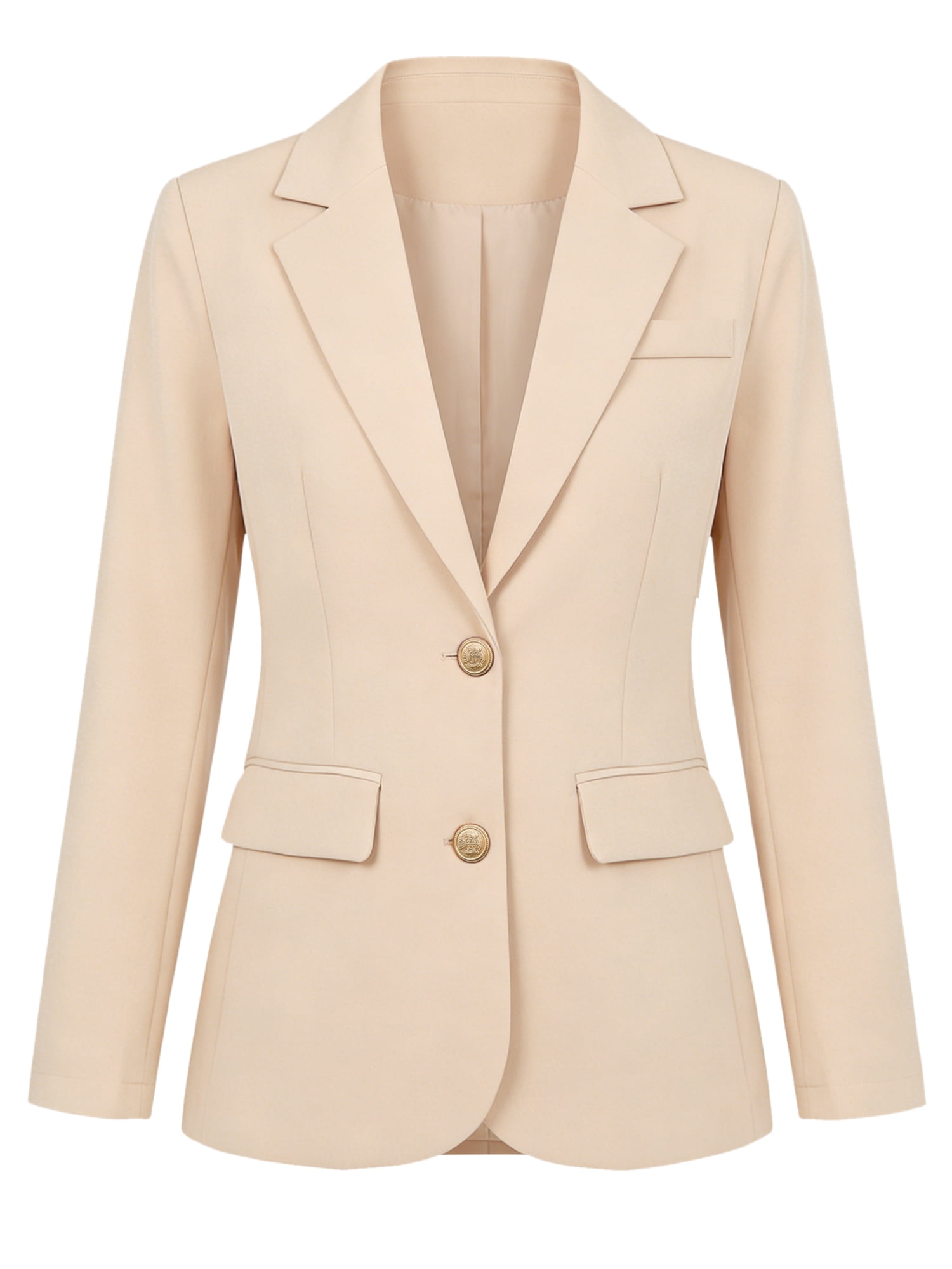 DARING DIVA Women's Business Casual Single Breasted Jacket Office Suit S Beige