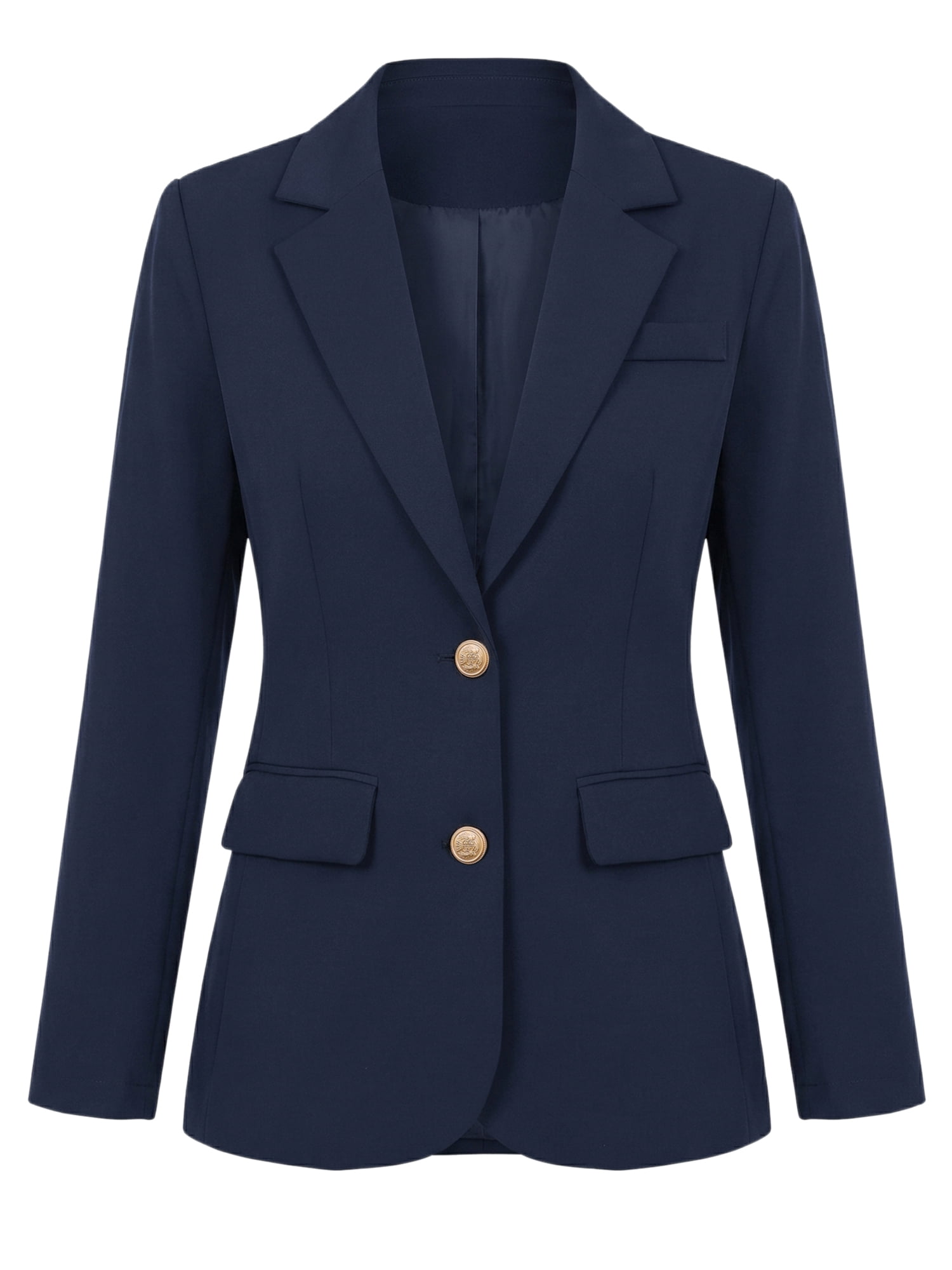 DARING DIVA Women's Business Casual Single Breasted Jacket Office Suit XS Dark Blue