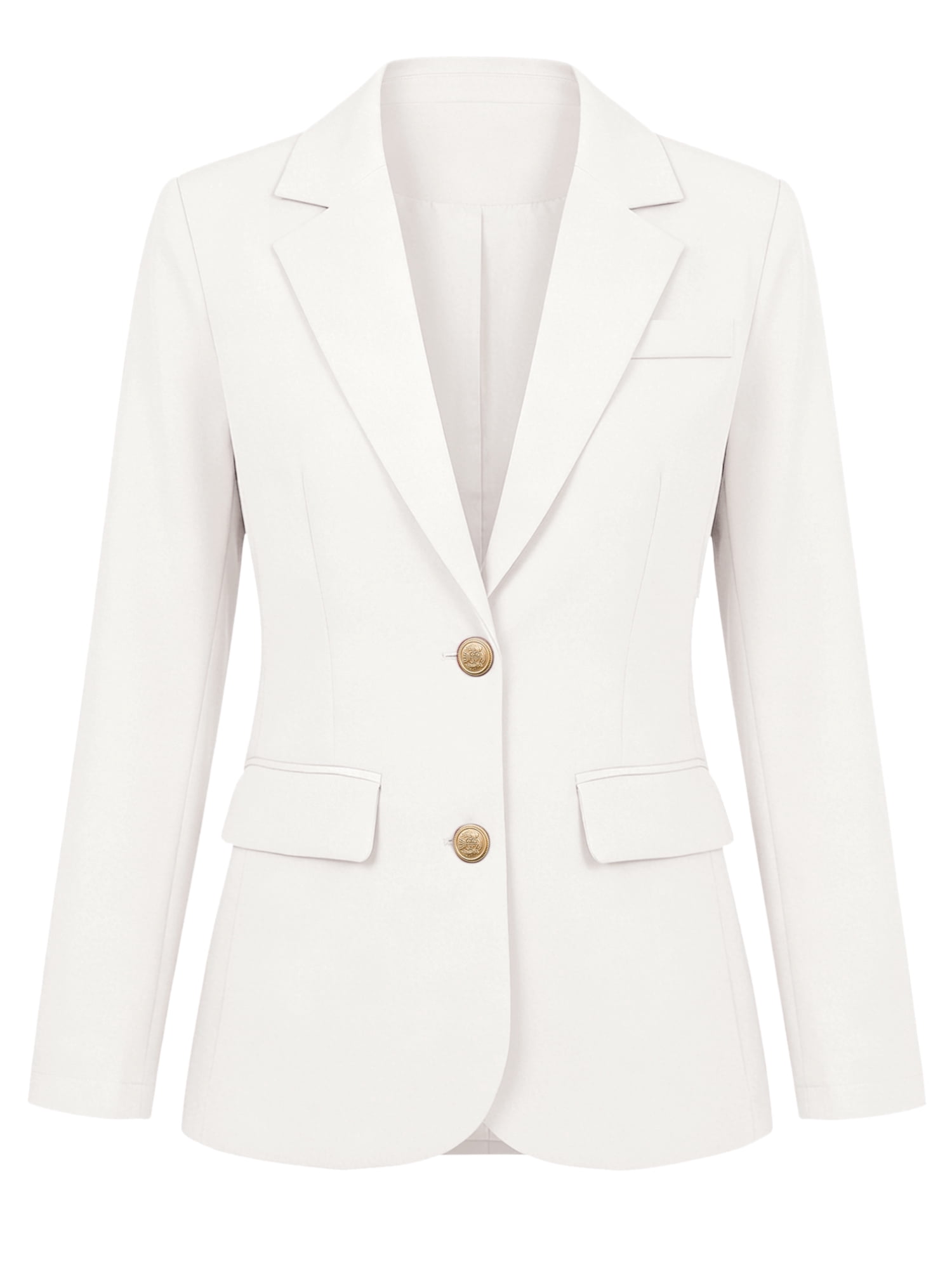 DARING DIVA Women's Business Casual Single Breasted Jacket Office Suit XS White