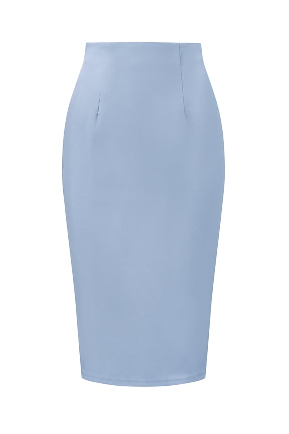 Women's Business Knee Length High Waist Bodycon Suit Skirt S Grey Blue