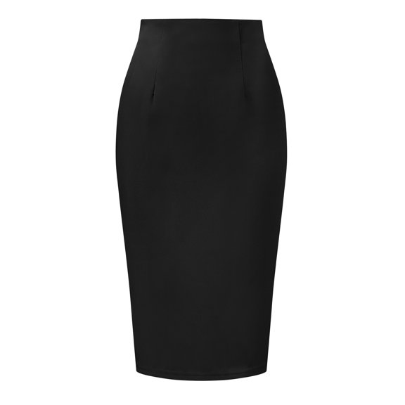 DARING DIVA Women's Knee Length High Waist Bodycon Suit Skirt XS Black