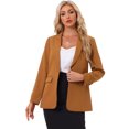 thumbnail image 1 of DARING DIVA Women's Business One Button Open Front Work Office Suit Blazer XS Brown, 1 of 6