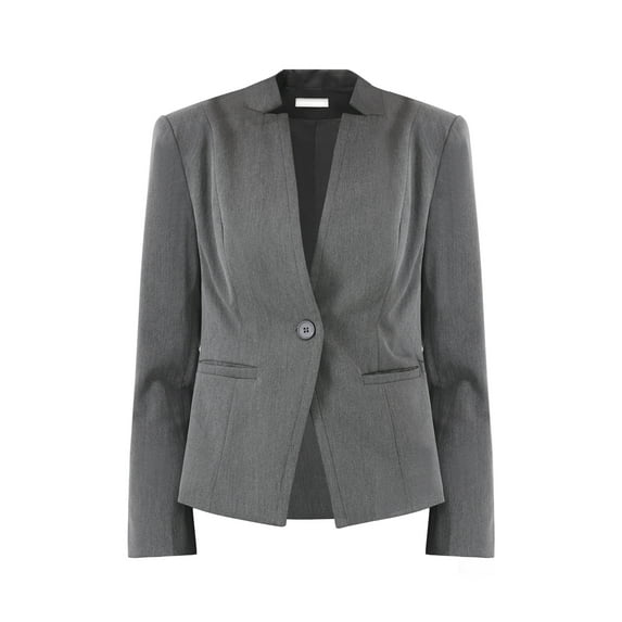 DARING DIVA Women's Button Closure Front Open Formal Suit Jacket L Grey