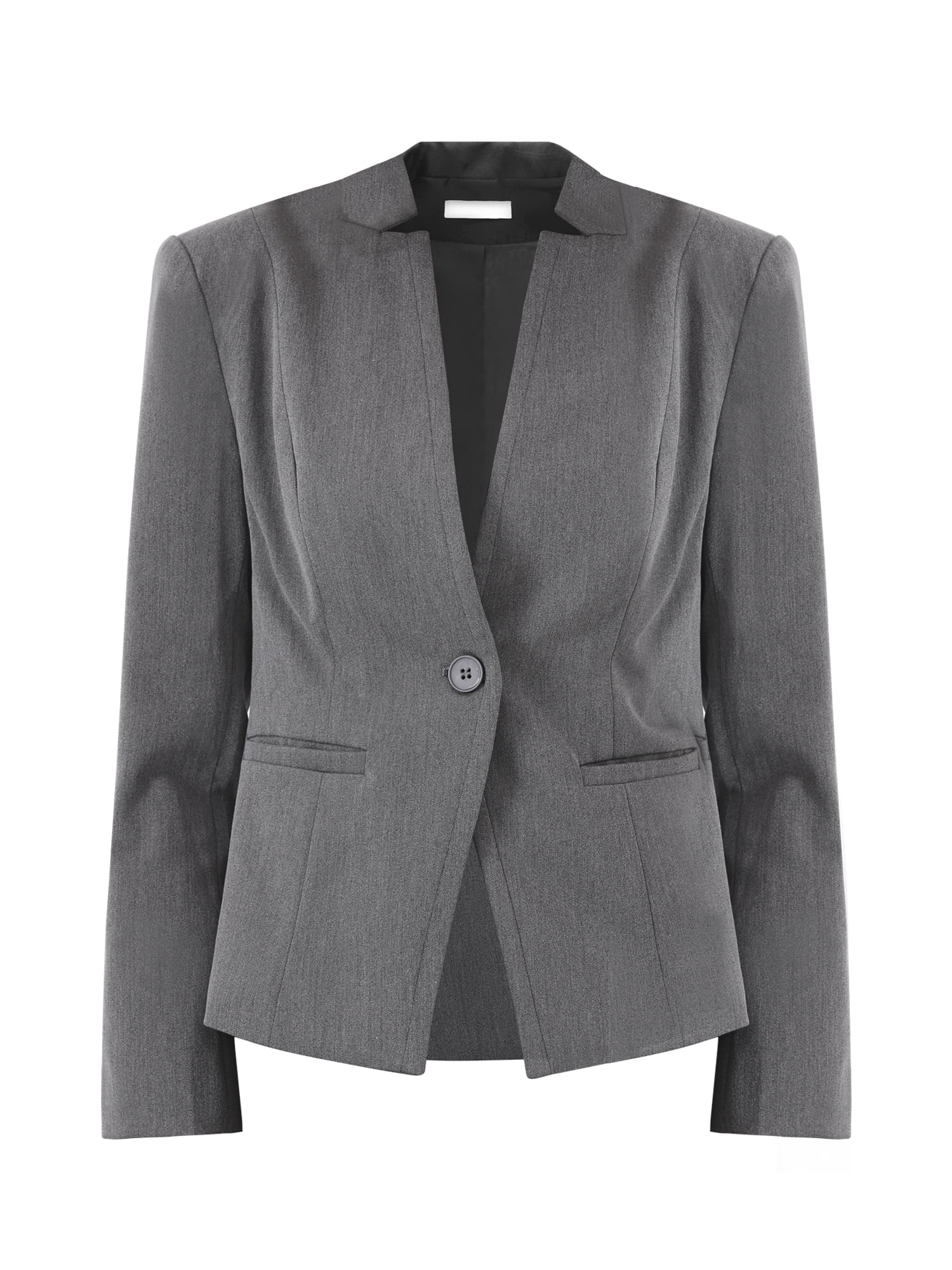 DARING DIVA Women's Button Closure Front Open Formal Suit Jacket M Grey