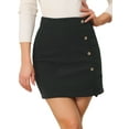 thumbnail image 1 of DARING DIVA Women's Button Decor Ruffled Trim Mini Skirt M Black, 1 of 6
