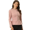 thumbnail image 1 of DARING DIVA Women's Button Down Cropped Ruffle Hem Denim Jacket M Dusty Pink, 1 of 6