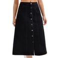 thumbnail image 1 of DARING DIVA Women's Button Down Front Slit A Line Midi Jean Skirts S Black, 1 of 7