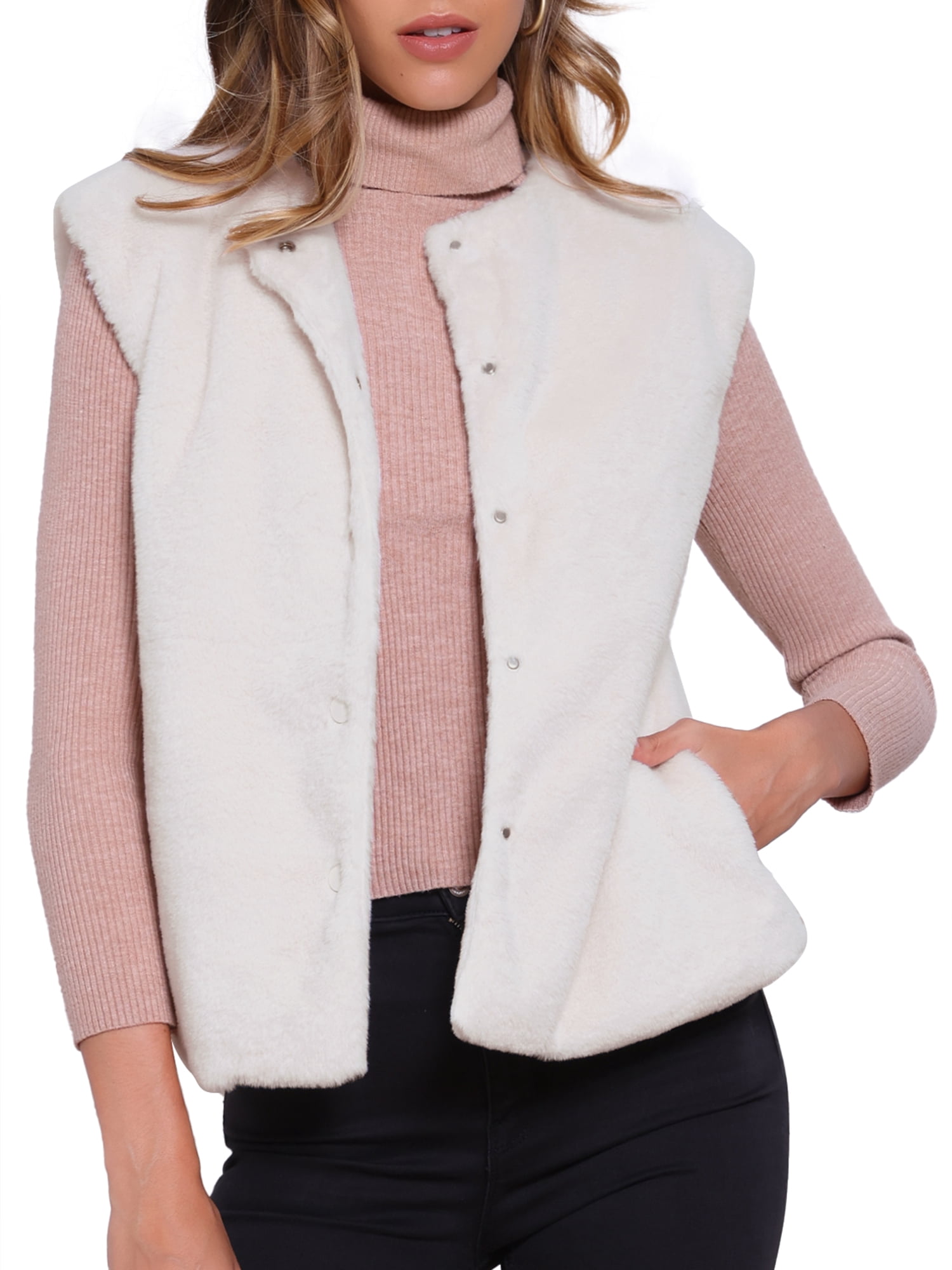 DARING DIVA Women's Button Down Open Front Winter Vests Jacket XL Apricot