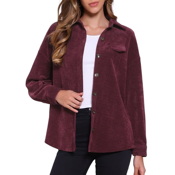 DARING DIVA Women's Button Down Oversized Casual Shirts M Burgundy