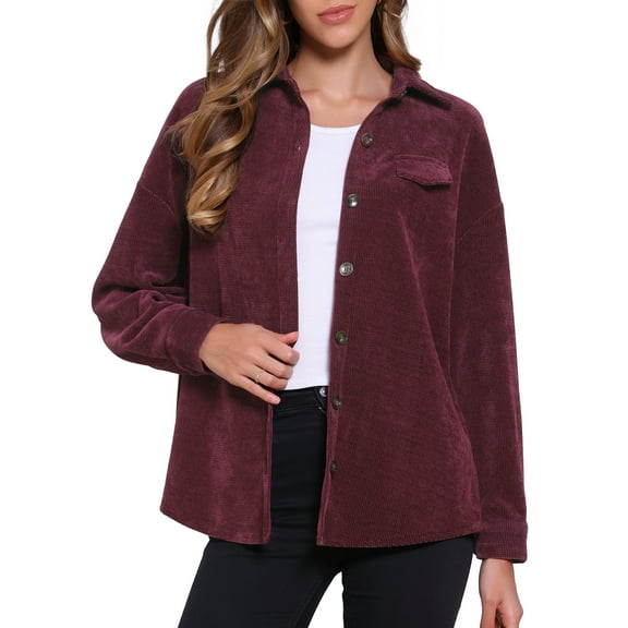DARING DIVA Women's Button Down Oversized Casual Shirts XS Burgundy